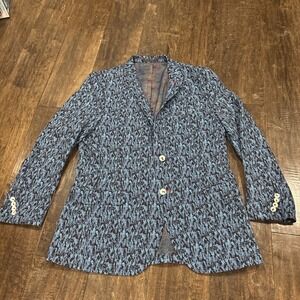 MACEOO Blazer Descartes LiquidPaisley Blue Mens Medium Size 42/3~Italian~EUC